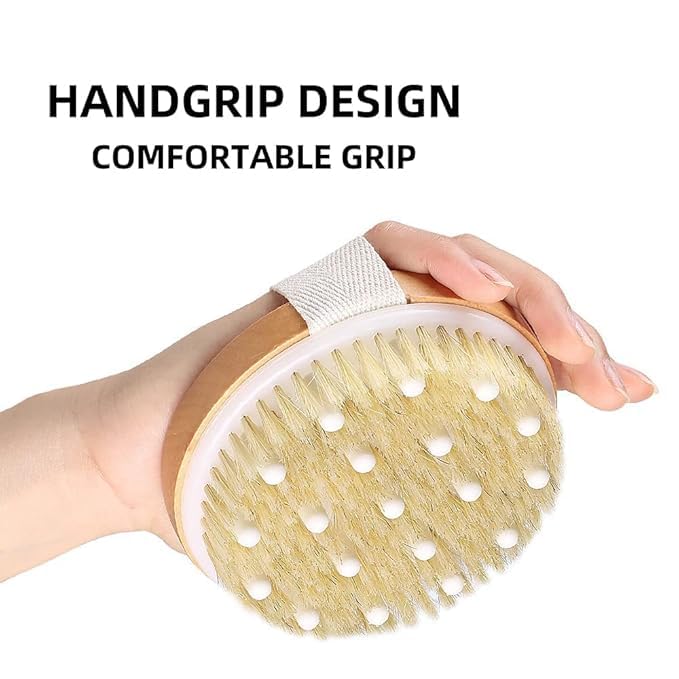 MATSON فرشاة استحمام خشبية من ماتسون مع عقد تدليك للتقشير الجاف | فرشاة استحمام رطبة وجافة للسيلوليت والليمفاوية، مناسبة لجميع أنواع البشرة - Image 2