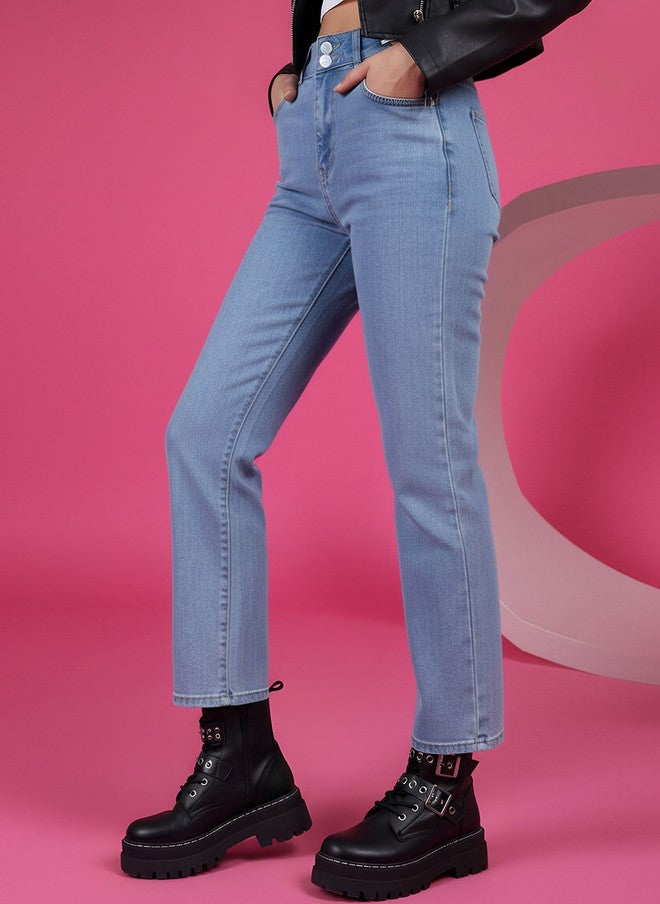 POPCULTR Light Fade High-Rise Straight Fit Jeans for Women - Image 2