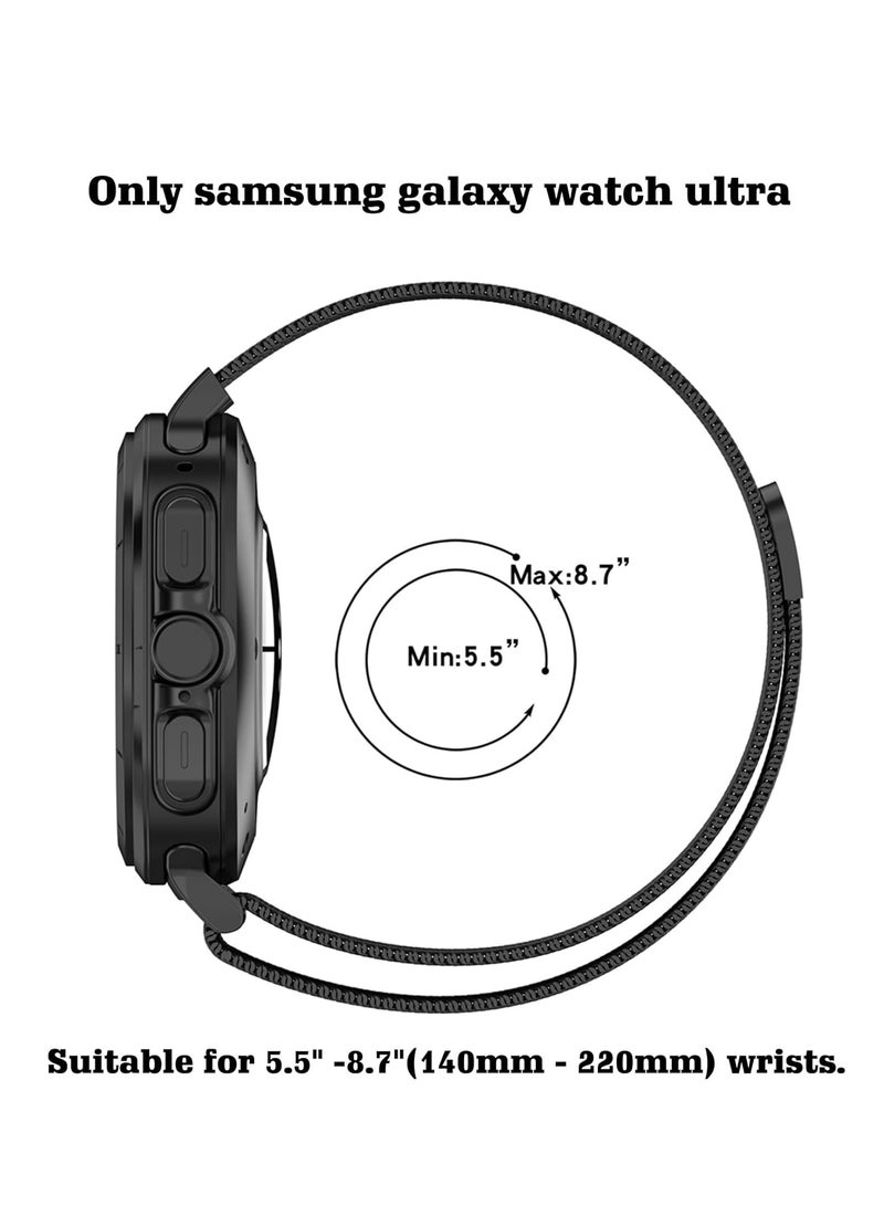 Band Compatible with Samsung Galaxy Watch Ultra Band, Mesh Stainless Steel Metal Replacement Strap, Magnetic Clasp Replacement Bands, Compatible with Galaxy Watch Ultra, Black - Image 3