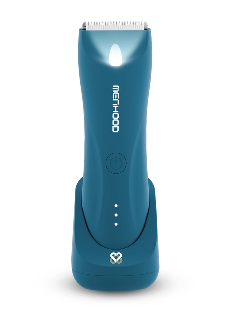 MENHOOD Best Trimmer & Body Grooming Trimmer 1.0 Pro for Men | Male Body Hair Trimmer | IPX7 Waterproof | Wireless Charging with Type-C Support | 150 Min Runtime | 4000K LED Light | Ceramic Technology for Full Body Grooming | Shaver & Razor for Men (Blue) - Image 1