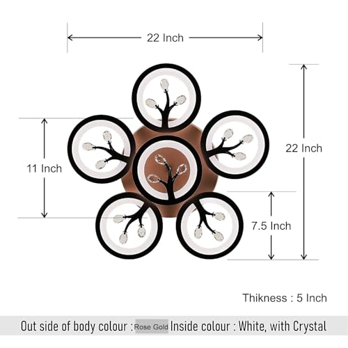 blissbells Modern LED Ring Ceiling Light – Designer Flush Mount Ceiling Lamp with Crystal Accents & Gold Finish – Warm White Decorative Lighting for Living Room, Bedroom, Dining Area - Image 4