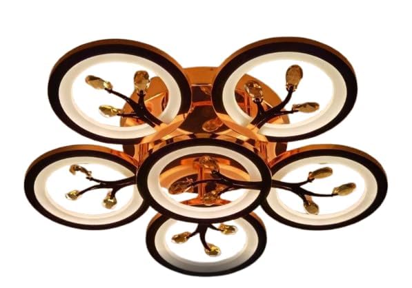 blissbells Modern LED Ring Ceiling Light – Designer Flush Mount Ceiling Lamp with Crystal Accents & Gold Finish – Warm White Decorative Lighting for Living Room, Bedroom, Dining Area - Image 2