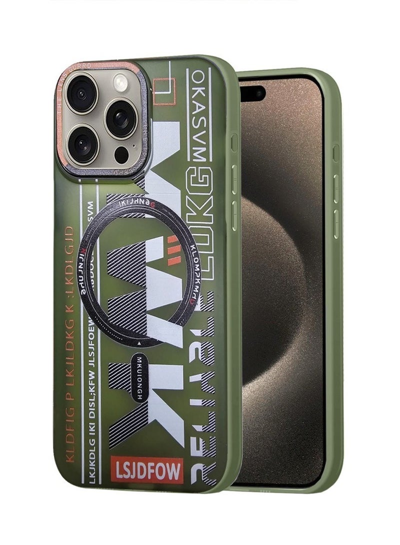 Techie حافظة TPU MWK مغناطيسية شفافة جمالية مع واقي عدسة الكاميرا المرتفع لجهاز Apple iPhone 15 Pro Max - أخضر - Image 1