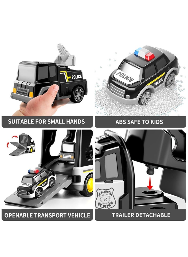 RATSAW - Police Truck Toys Toddlers 3 4 5 6 Years Old 5 in 1 Truck Friction Power Toy Car with Light and Sound Transport Vehicle Carrier Truck Car Toys Set for Boys and Girls 3 to 5 Years Old - Image 1
