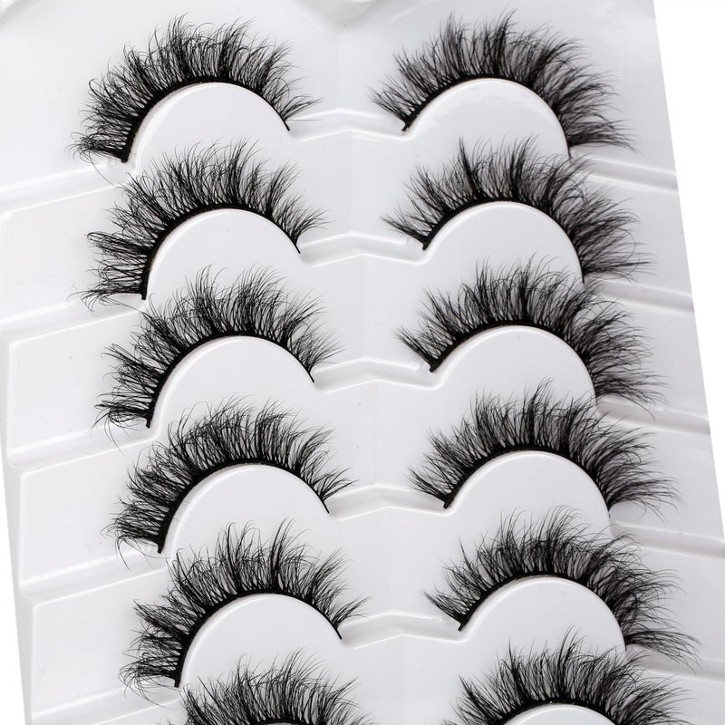 Pooplunch False Eyelashes Natural Cat Eye Lash Wispy Extensions Volume Faux Mink Lashes Fake Eyelash Strips 7 Pairs Pack - Image 3