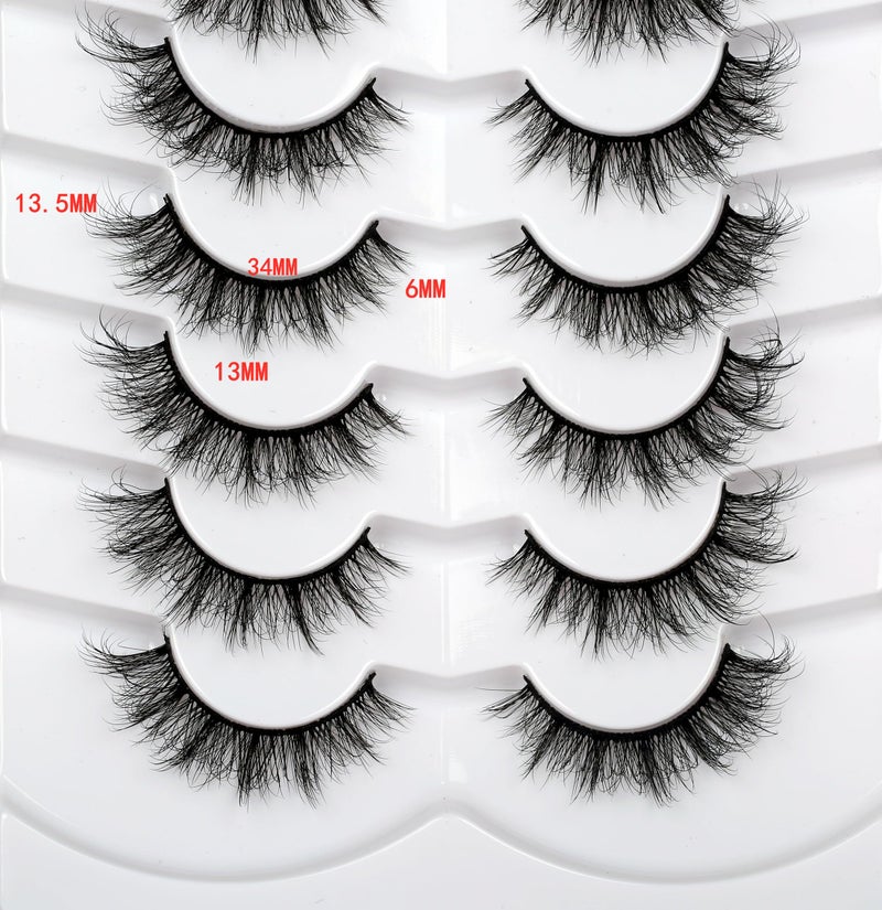 Pooplunch False Eyelashes Natural Cat Eye Lash Wispy Extensions Volume Faux Mink Lashes Fake Eyelash Strips 7 Pairs Pack - Image 2