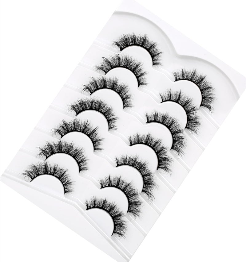 Pooplunch False Eyelashes Natural Cat Eye Lash Wispy Extensions Volume Faux Mink Lashes Fake Eyelash Strips 7 Pairs Pack - Image 4