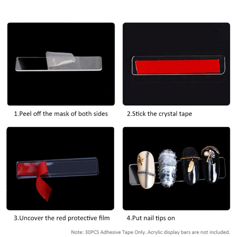 Nail Stickers: Red Double-sided Tape, Pre-cut Size Fits Acrylic Display Bars, Strong Self-adhesive Hold - Easy Apply & Remove Without Residue, Fake Nail Accessories for Salon, Home And School Nail Dis - Image 2