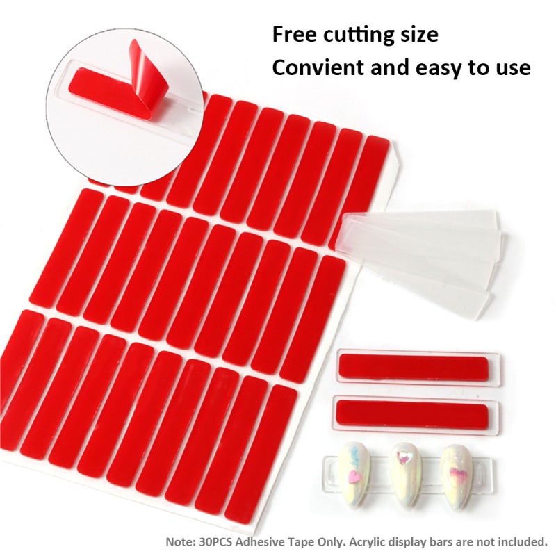 Nail Stickers: Red Double-sided Tape, Pre-cut Size Fits Acrylic Display Bars, Strong Self-adhesive Hold - Easy Apply & Remove Without Residue, Fake Nail Accessories for Salon, Home And School Nail Dis - Image 3