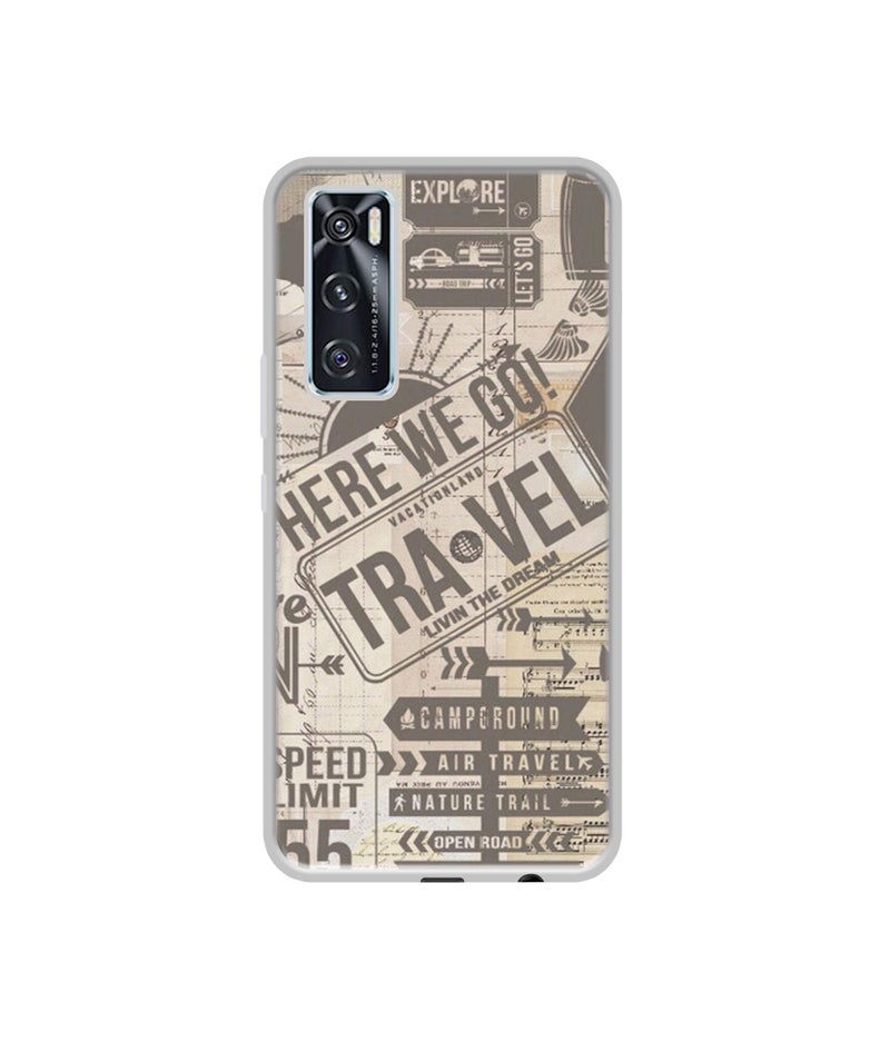 Casotec Travel Design Printed Silicon Soft TPU Back Case Cover for Vivo V20 SE 4G - Image 1