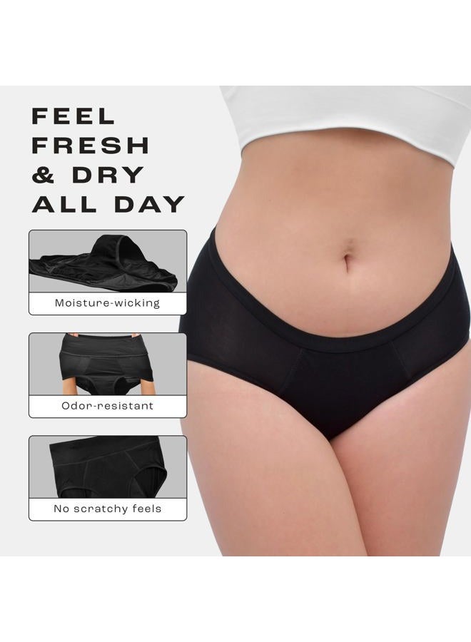 Bambody Absorbent Brief: Super Comfy Period Panties | Protective Underwear for Women, Girls and Teens, 3 Pack: Black, 8 - Image 4