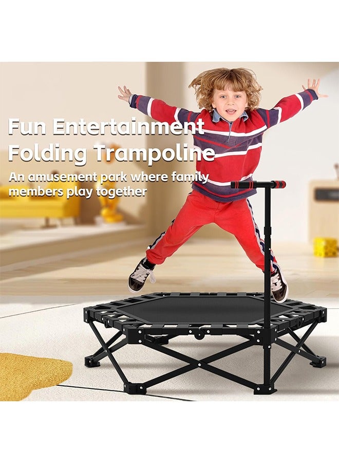 Beauenty 40" Folding Fitness Trampoline, 3 Height-Adjustable Foam Handle, Installation Free Trampoline, Stable & Quiet Exercise Rebounder for Kids Adults Indoor/Garden Workout, Max Load 150KG - Image 2