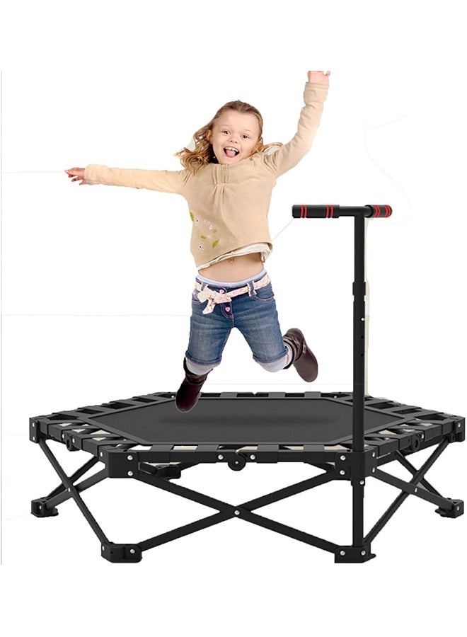 Beauenty 40" Folding Fitness Trampoline, 3 Height-Adjustable Foam Handle, Installation Free Trampoline, Stable & Quiet Exercise Rebounder for Kids Adults Indoor/Garden Workout, Max Load 150KG - Image 1