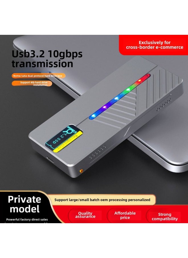 Generic Smart Display M.2 Solid State Mobile Hard Disk Box 10GB Dual Protocol NVMe/sata Aluminum Alloy Shell-Color:S49LCO NVME/NGFF (black)  - Image 2