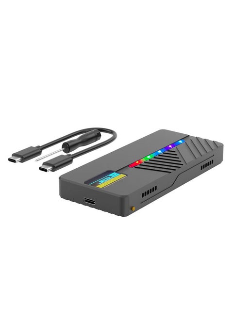 Smart Display M.2 Solid State Mobile Hard Disk Box 10GB Dual Protocol NVMe/sata Aluminum Alloy Shell-Color:S49LCO NVME/NGFF (black)