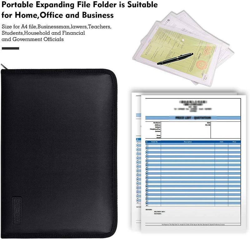 ENGPOW Expanding File Folder Important Document Organizer Fireproof Document Bag-A4 Size, 25 Pockets,Color Labels,Non-Itchy Silicone Coated Portable Filing Organizer Folder(14.3" x 9.8") - Image 4
