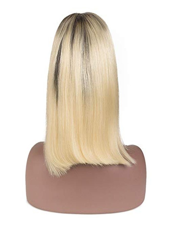 Smartinnov 1B/613 Ombre Blonde Bob Wigs Straight 10Inch 13x4 HD Transparent Lace Front Ombre Blonde Brazilian Virgin Human Hair Glueless Pre Plucked Natural Hairline Bob Wigs Bleached Knots Middle Part for Women - Image 2