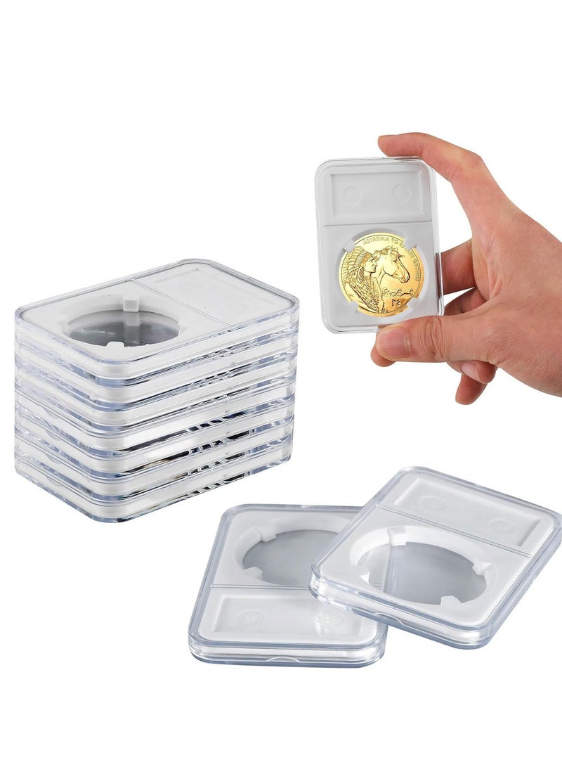 SYOSI 10 PCS Plastic Coin Cases, 38mm Coin Collection Holders for Morgan Silver Dollar, Coin Storage Case with White Gasket, Silver Dollar Coin Holder for Collectors Coin Collection Supplies - Image 1