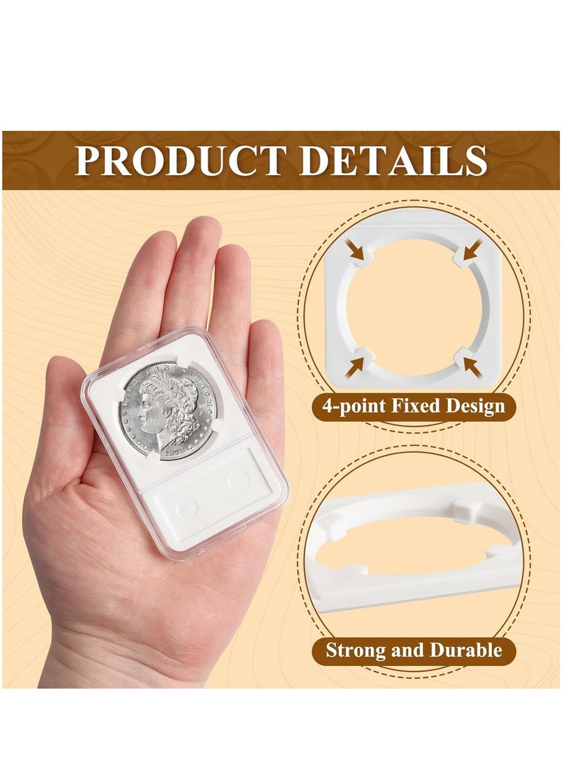 SYOSI 10 PCS Plastic Coin Cases, 38mm Coin Collection Holders for Morgan Silver Dollar, Coin Storage Case with White Gasket, Silver Dollar Coin Holder for Collectors Coin Collection Supplies - Image 3