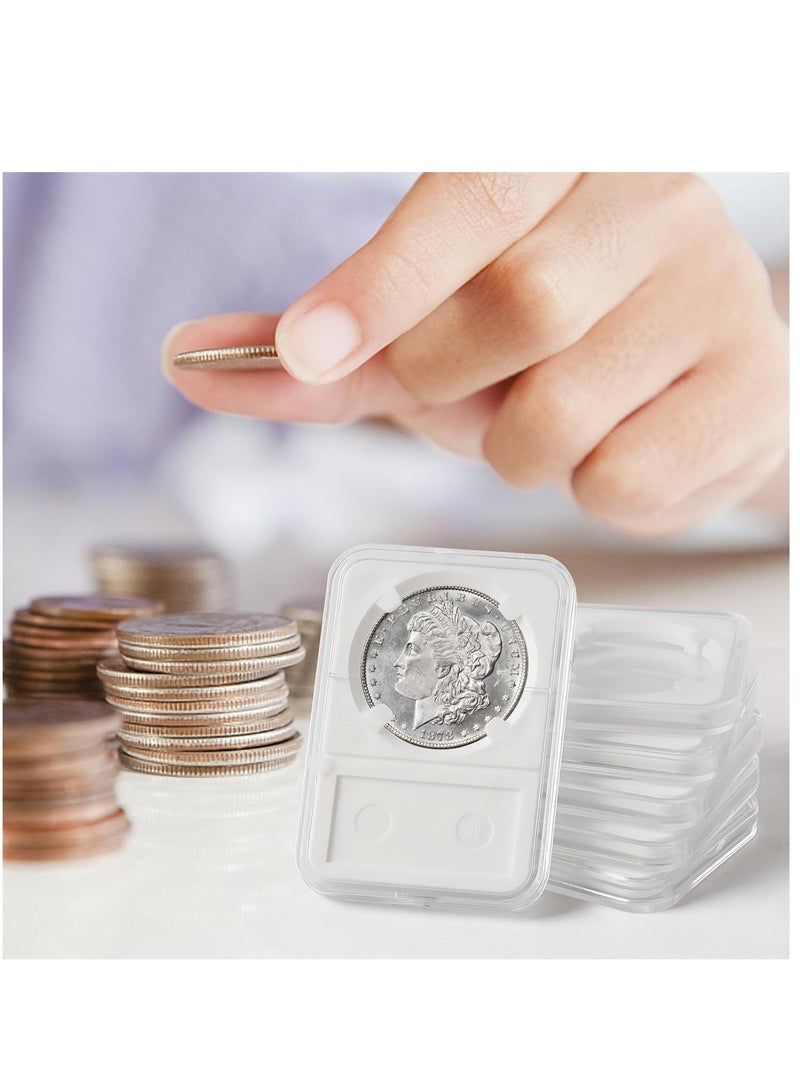 SYOSI 10 PCS Plastic Coin Cases, 38mm Coin Collection Holders for Morgan Silver Dollar, Coin Storage Case with White Gasket, Silver Dollar Coin Holder for Collectors Coin Collection Supplies - Image 4