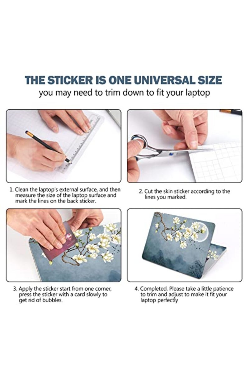 AIMSA Laptop Skin Sticker Decal, 12 13 13.3 14 15 15.4 15.6 inch Laptop Art Decal Protector Notebook Netbook PC 15.6" Universal Vinyl Cover, White Magnolia Flower - Image 4