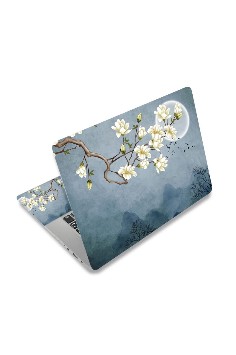AIMSA Laptop Skin Sticker Decal, 12 13 13.3 14 15 15.4 15.6 inch Laptop Art Decal Protector Notebook Netbook PC 15.6" Universal Vinyl Cover, White Magnolia Flower - Image 1
