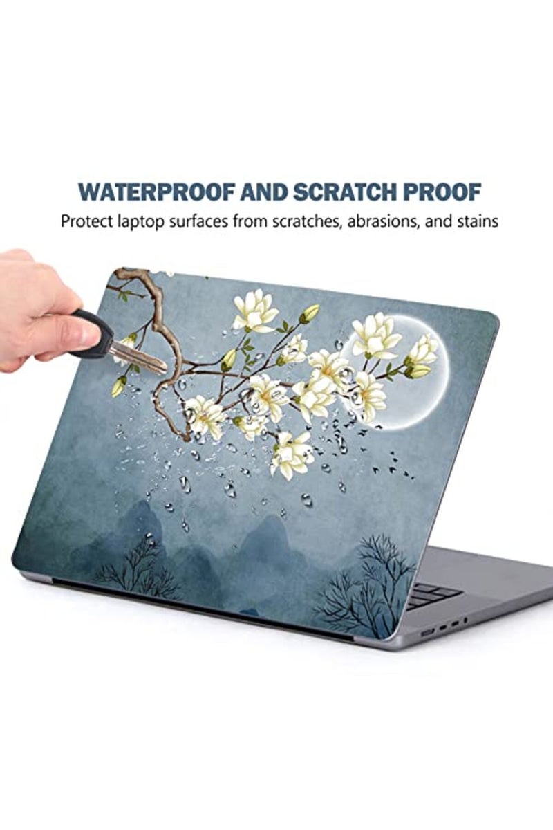 AIMSA Laptop Skin Sticker Decal, 12 13 13.3 14 15 15.4 15.6 inch Laptop Art Decal Protector Notebook Netbook PC 15.6" Universal Vinyl Cover, White Magnolia Flower - Image 2