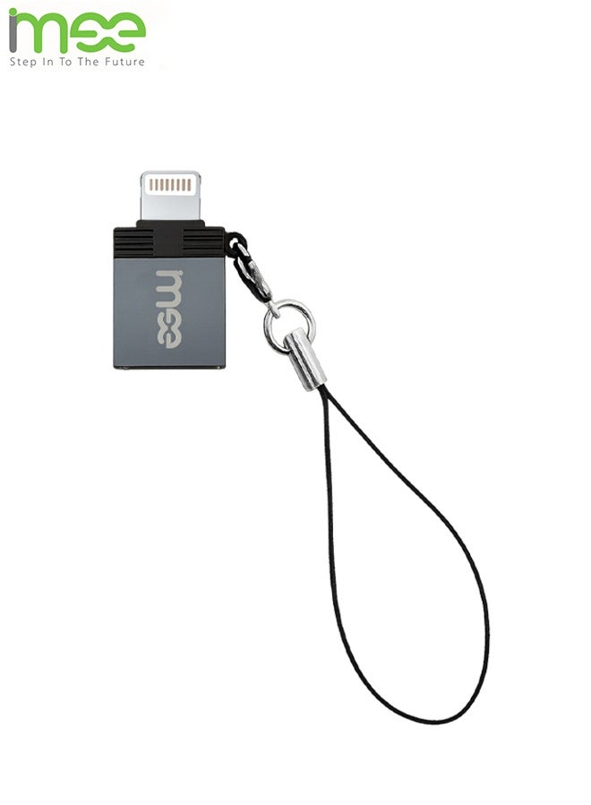 محول IM-230 USB إلى Lightning OTG | نقل بيانات عالي السرعة بمنفذ USB 3.0 | متوافق مع أجهزة iPhone حتى سلسلة 14 وiPad حتى الجيل التاسع | محول محمول سهل التركيب والتشغيل | هيكل من سبائك الألومنيوم مع حزام - Image 1