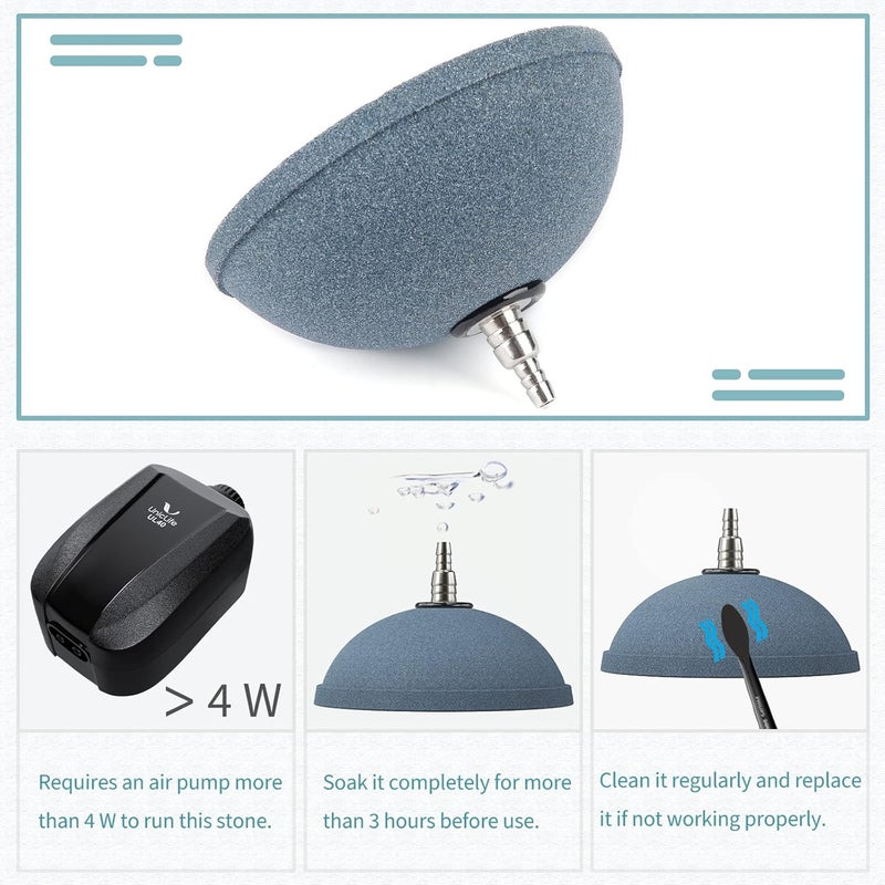 باوفلي حجر هواء حوض السمك Pawfly 4 بوصة، موزع أكسجين حجر هواء حوض السمك لمضخة هواء حوض السمك ودلو البركة وخزان DWC، عبوة من قطعتين يمكن الدمج مع منتجات - Image 5