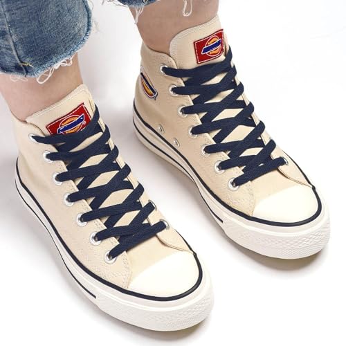 Stepace [2 Pairs Flat Shoe Laces for Sneakers 5/16" Width 30"-72" Length 26 Color Shoelaces Navy Blue 45"(114 cm) - Image 3