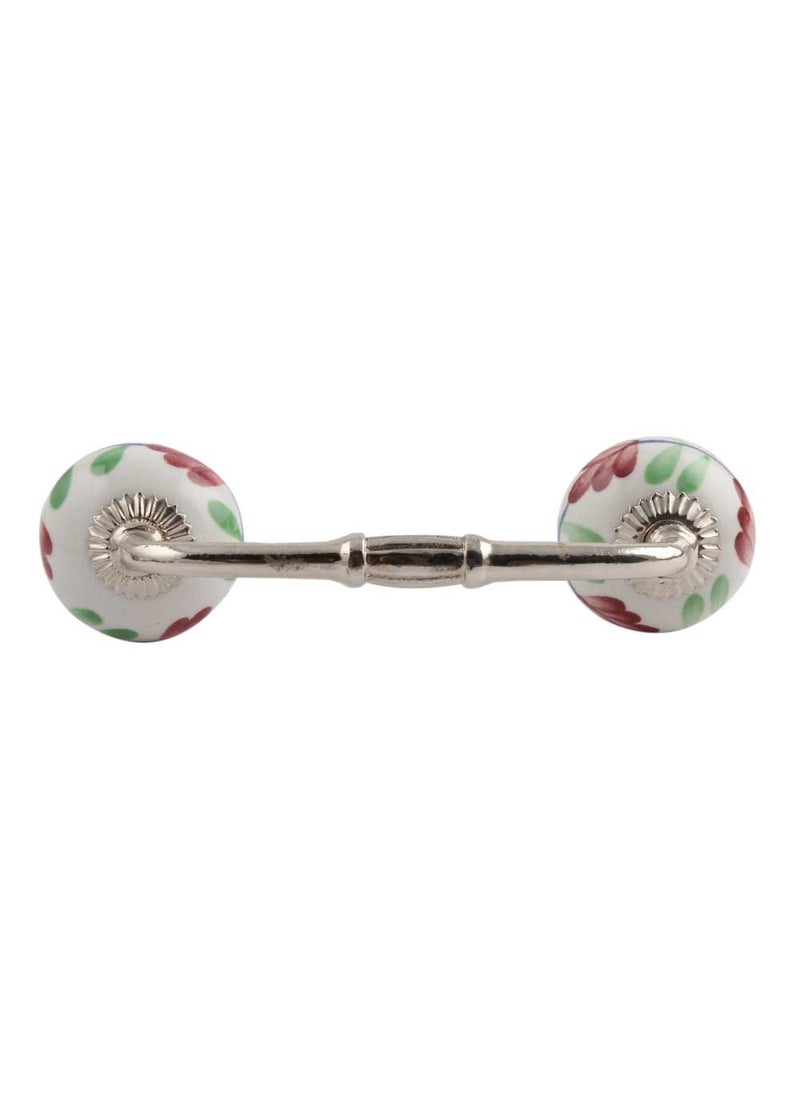 Indian-Shelf IndianShelf 1 Pack Ceramic Drawer Handles for Cabinets and Drawers Cherry Dresser Pulls for Door Silver Hardware 8 Hole to Hole BH124CK105 