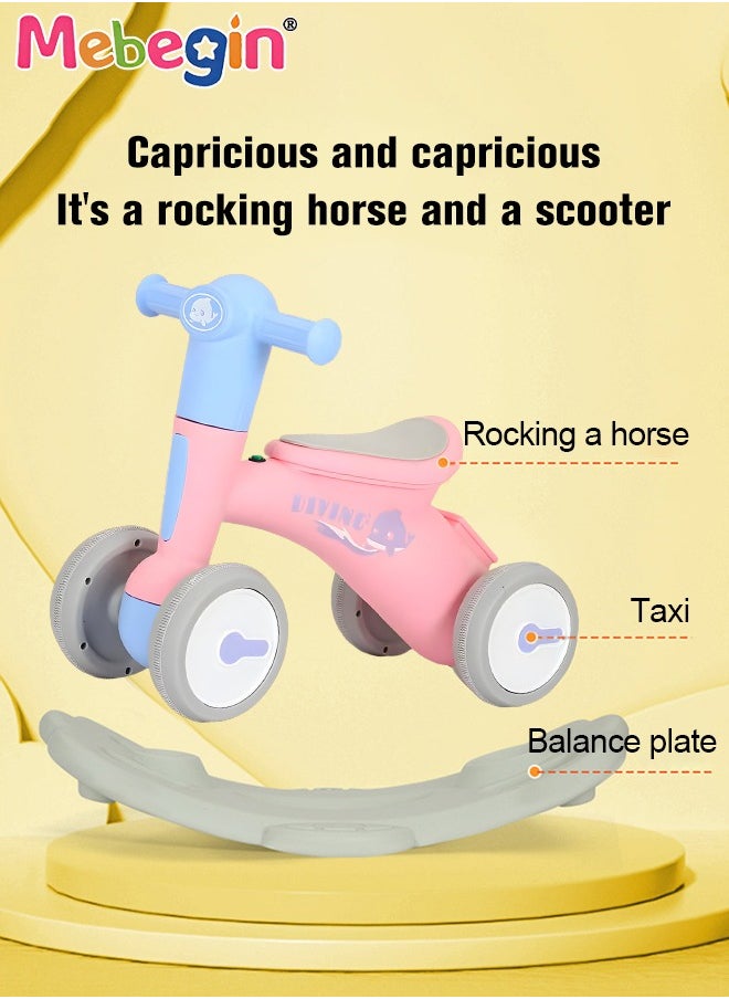 MEBEGIN - 2 in 1 Interactive Rocking Horse with Rocking Base and Music, Fun Toddler Rocker with Rocking and Sliding Ways to Play, Removable Ride-on Rocking Animal with 4 Silence Wheels, Creative Early Education Toy, Easy to Swing and Assemble - Image 1