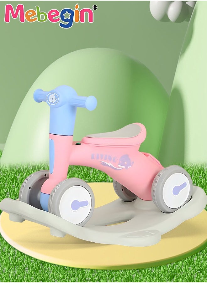MEBEGIN - 2 in 1 Interactive Rocking Horse with Rocking Base and Music, Fun Toddler Rocker with Rocking and Sliding Ways to Play, Removable Ride-on Rocking Animal with 4 Silence Wheels, Creative Early Education Toy, Easy to Swing and Assemble - Image 1