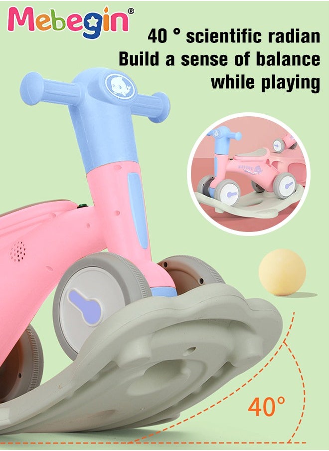 MEBEGIN - 2 in 1 Interactive Rocking Horse with Rocking Base and Music, Fun Toddler Rocker with Rocking and Sliding Ways to Play, Removable Ride-on Rocking Animal with 4 Silence Wheels, Creative Early Education Toy, Easy to Swing and Assemble - Image 1