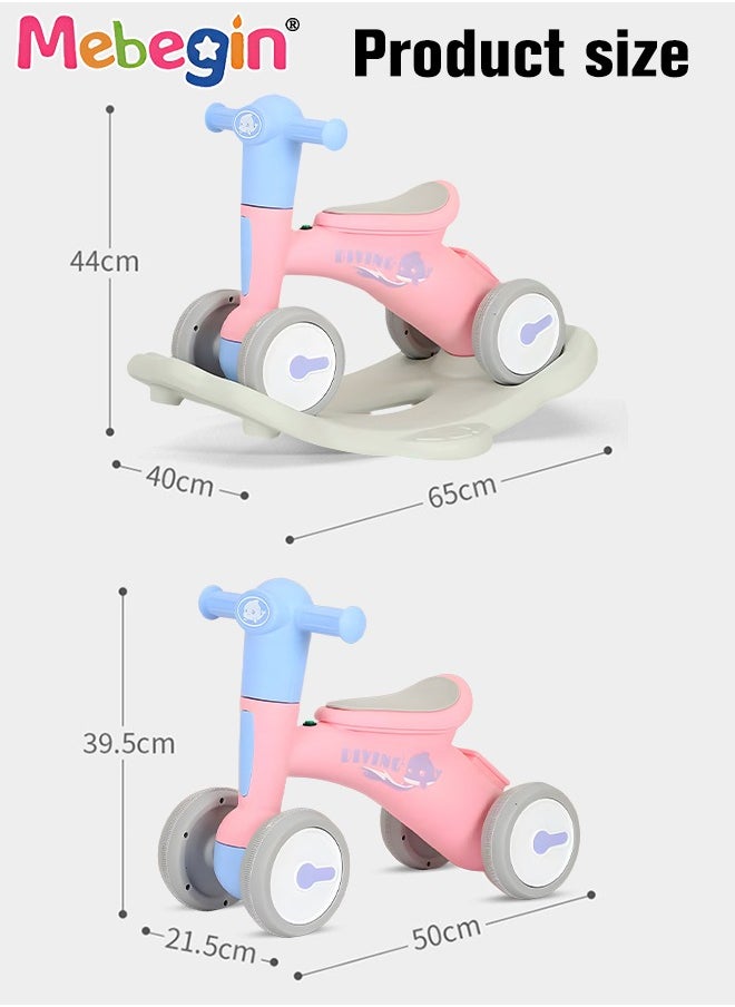MEBEGIN - 2 in 1 Interactive Rocking Horse with Rocking Base and Music, Fun Toddler Rocker with Rocking and Sliding Ways to Play, Removable Ride-on Rocking Animal with 4 Silence Wheels, Creative Early Education Toy, Easy to Swing and Assemble - Image 1