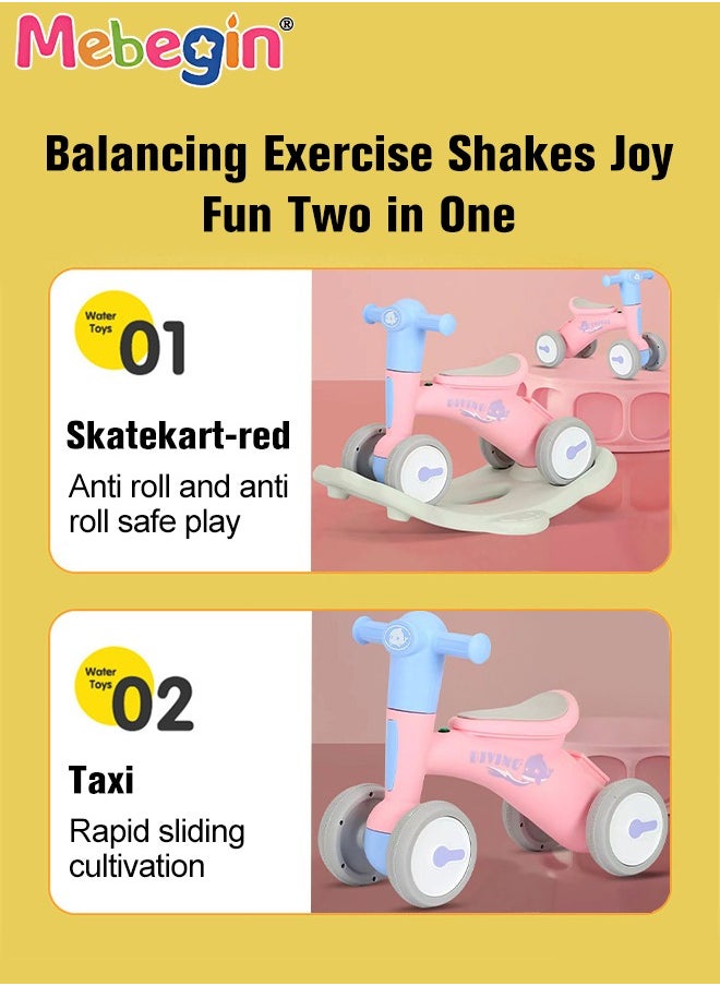 MEBEGIN - 2 in 1 Interactive Rocking Horse with Rocking Base and Music, Fun Toddler Rocker with Rocking and Sliding Ways to Play, Removable Ride-on Rocking Animal with 4 Silence Wheels, Creative Early Education Toy, Easy to Swing and Assemble - Image 1