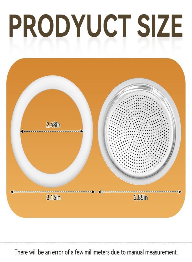 CHAR YONG BIA640310 Replacement for Bialetti Moka Express Dama 9 Cups Espresso Gasket Coffee Parts Kit - Gasket Coffee With 6 Pcs Silicone Sealing & 2 Pcs Stainless Filter Plate - Image 2