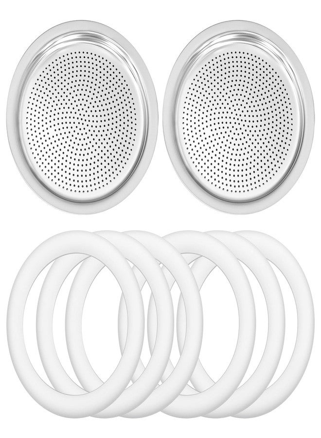 CHAR YONG BIA640310 Replacement for Bialetti Moka Express Dama 9 Cups Espresso Gasket Coffee Parts Kit - Gasket Coffee With 6 Pcs Silicone Sealing & 2 Pcs Stainless Filter Plate - Image 1