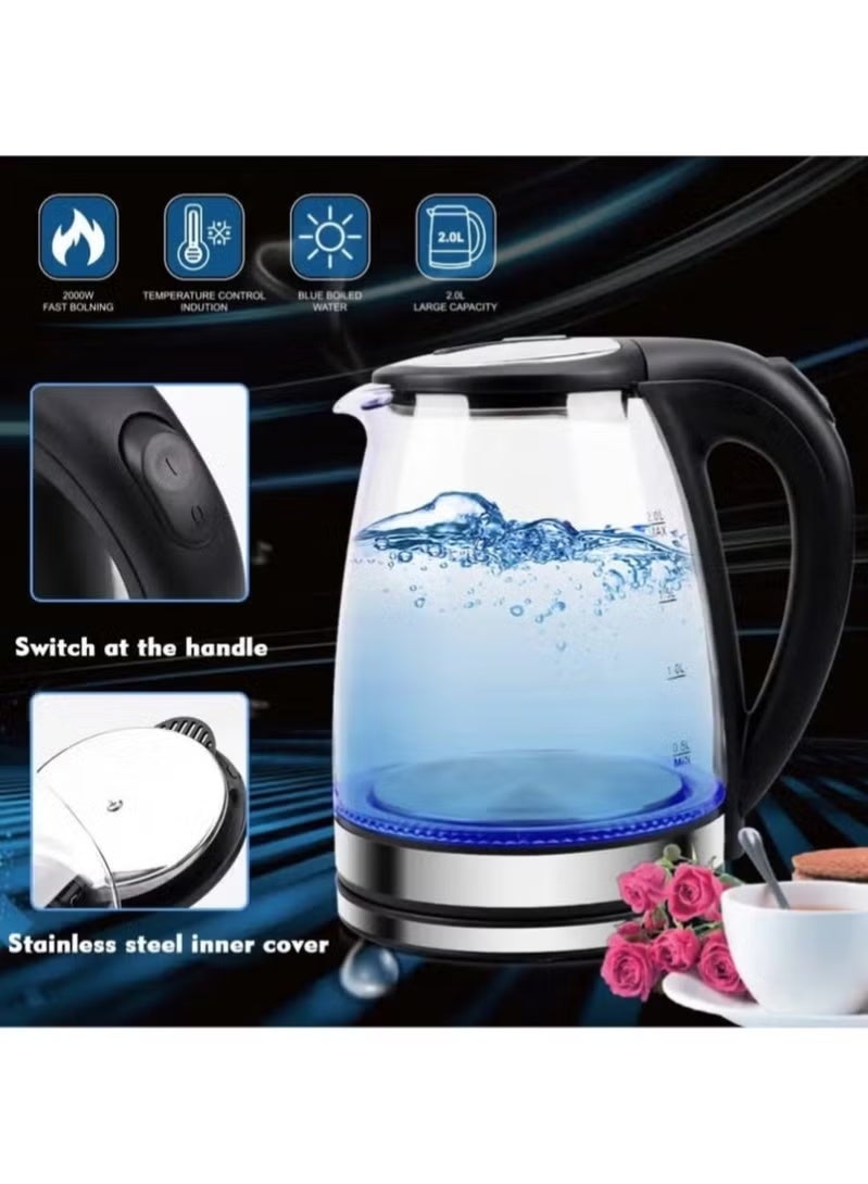 Denx 1.8L Glass Electric Kettle 1500W Fast Boil, LED Indicator, Auto Shut-Off, BPA-Free, Water Level Window, Safe & Durable for Home, Office & Kitchen Use - Image 4