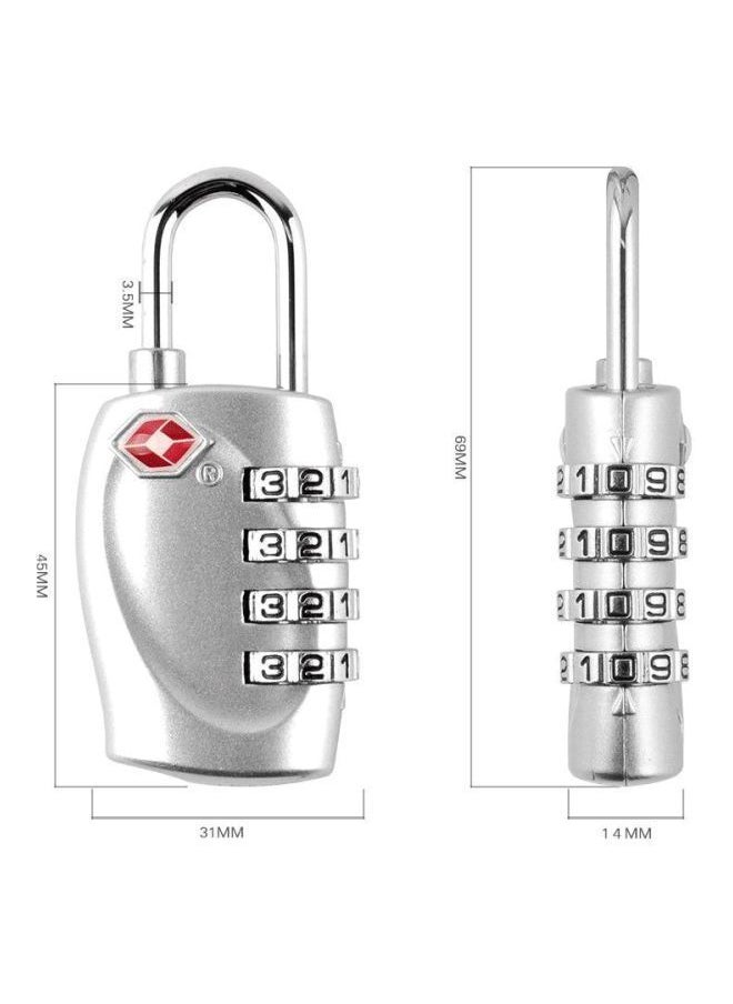 NIBEMINENT - 4-Digit Travel Luggage Combination Lock Silver - Image 1