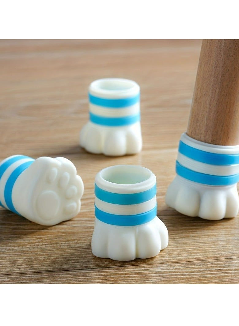 4pc Cat Claw Chair Leg Protector, Cute Cartoon, Protect Wooden Floor, Silicone Felt, Furniture Leg Cover - Image 1