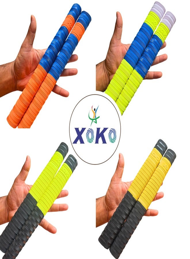 XOKO Premium Cricket Bat Handle Grip Set, Dynamic Texture, 5 Multicolor Performance Grips with Wooden Cone, Enhanced Shock Absorption, Pack of 6 - Image 2