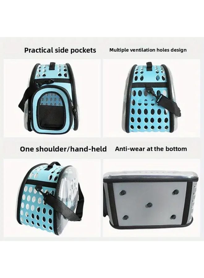 Small Foldable Pet Backpack Carrier For Cats Dogs Up To 8 8LB Trumpet Lake Blue - Image 5