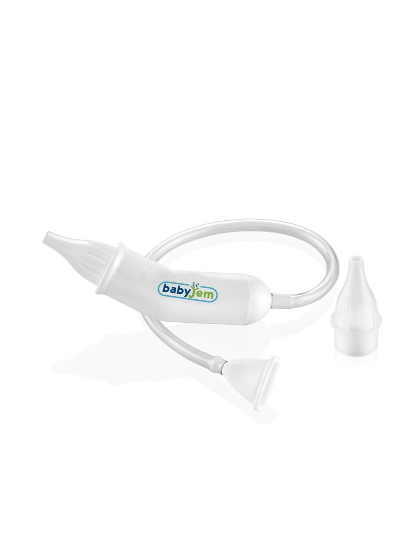 Babyjem Nasal Aspirator for Babies, 0-3 Months, Transparent, Hygienic, 3 Disposable Tips, Comfortable Breathing, Suction Device, Easy to Use, Safe, Absorbent Filter - Image 1