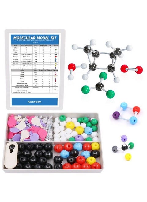 178 Pcs Molecular Model Kit For Inorganic & Organic Molecular Model Teacher And Student Kit 69 Atoms & 30 Orbitals & 78 Links & 1 Short Link Remover Tool Science Toys