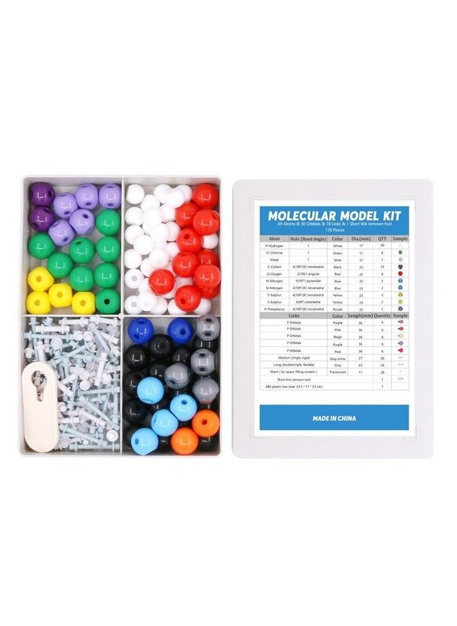 Swpeet 178 Pcs Molecular Model Kit For Inorganic & Organic Molecular Model Teacher And Student Kit 69 Atoms & 30 Orbitals & 78 Links & 1 Short Link Remover Tool Science Toys  - Image 5