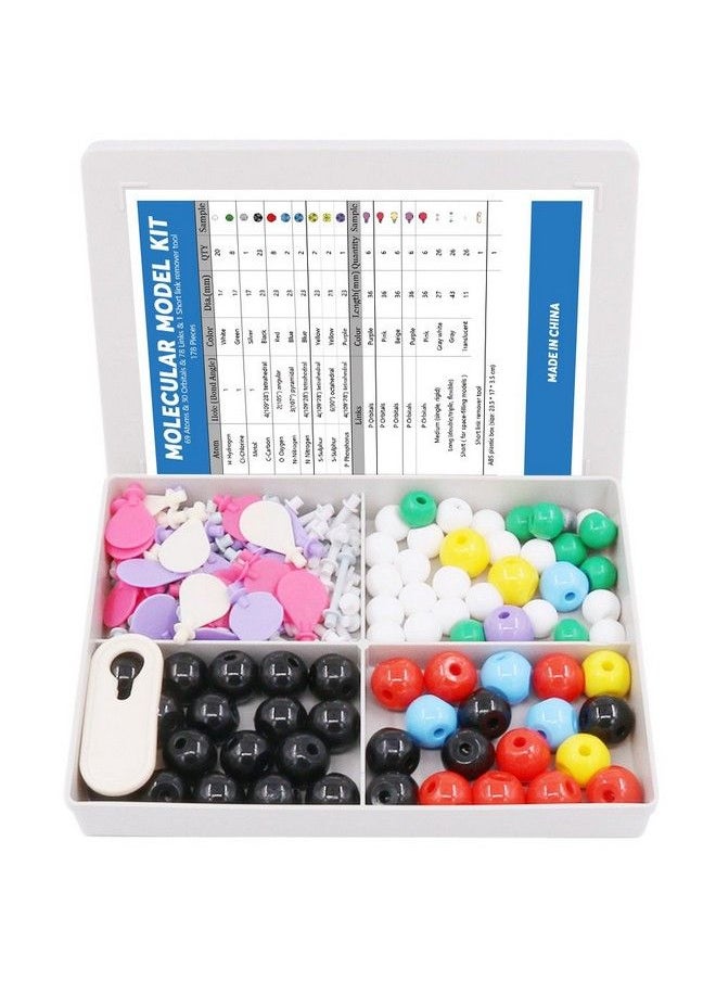 Swpeet 178 Pcs Molecular Model Kit For Inorganic & Organic Molecular Model Teacher And Student Kit 69 Atoms & 30 Orbitals & 78 Links & 1 Short Link Remover Tool Science Toys  - Image 3