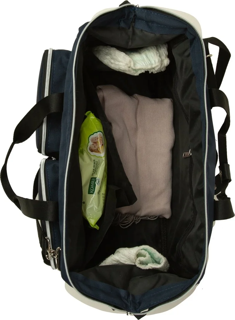 Bagmori Navy Blue Shoulder Double Pocket Mother Baby Bag