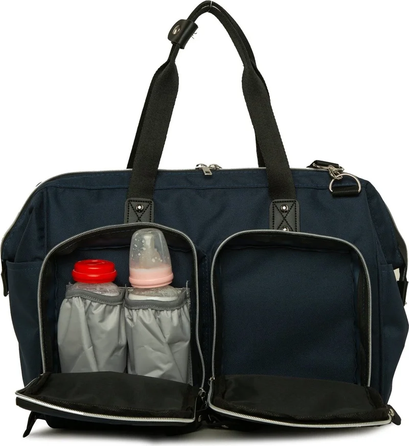 Bagmori Navy Blue Shoulder Double Pocket Mother Baby Bag