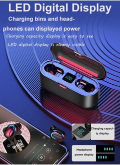 Y&D Buds Bluetooth 5.3 True Wireless Stereo Earbuds IPX8 Waterproof in Ear Headset Call Noise Reduction Headphones with Digital Display and Transparent Case Long Standby Earphones Black  - Image 2